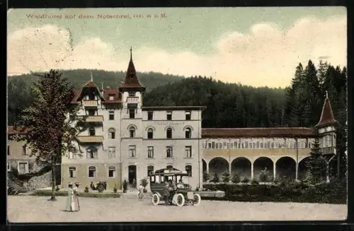 AK Notschrei, Waldhotel mit Strassenpartie