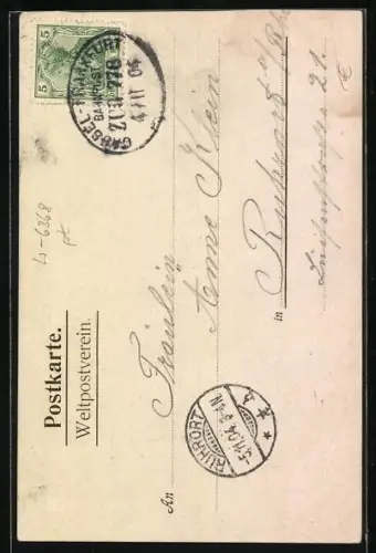 AK Bad Vilbel, Victoria-Melita-Sprudel mit Männern