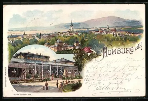 Lithographie Homburg / Höhe, Gesamtansicht