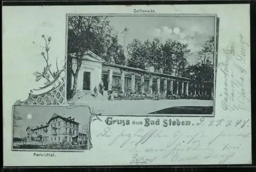 Mondschein-AK Bad Steben, Parkhotel, Collonade
