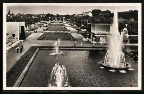 AK Essen, Farbenterrassen mit Leuchtfontäne im Grugapark