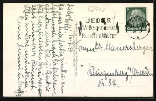 AK Essen, Farbenterrassen mit Leuchtfontäne im Grugapark