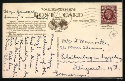 AK London, Crystal Palace Exhibition