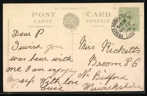 AK London, Franco-British Exhibition 1908, Franco-British Pavilion mit Vorplatz