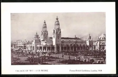 AK London, Franco-British Exhibition 1908, Palace of Woman`s Work, Ausstellung