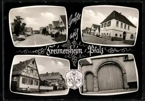 AK Freimersheim /Pfalz, Gasthaus, Fachwerkhaus, Tor
