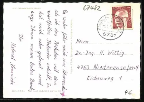 AK Freimersheim /Pfalz, Gasthaus, Fachwerkhaus, Tor