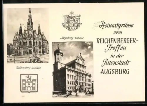 AK Augsburg, Reichenberger-Treffen, Rathaus, Reichenberg Rathaus