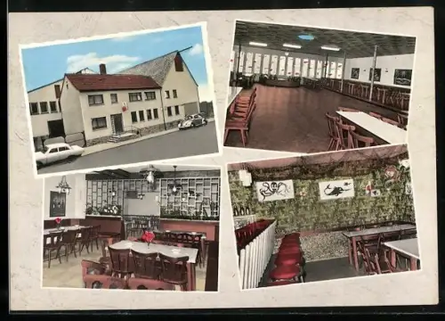 AK Sand / Main, Gaststätte Karl Goger, Aussen- und Innenansicht