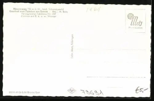 AK Neuenweg /Bad. Schwarzwald, Gasthof und Pension zur Sonne, Panorama