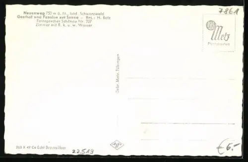 AK Neuenweg /Bad. Schwarzwald, Gasthof und Pension zur Sonne, Panorama