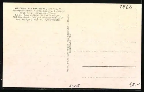 AK Gernsbach, Gasthaus zur Nachtigall