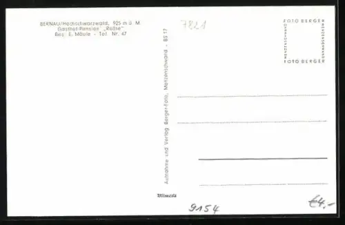 AK Bernau / Hochschwarzwald, Gasthof-Pension Rössle