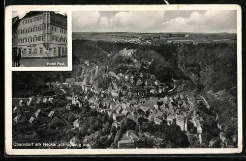 AK Oberndorf / Neckar, Hotel Post, Gesamtansicht vom Flugzeug aus