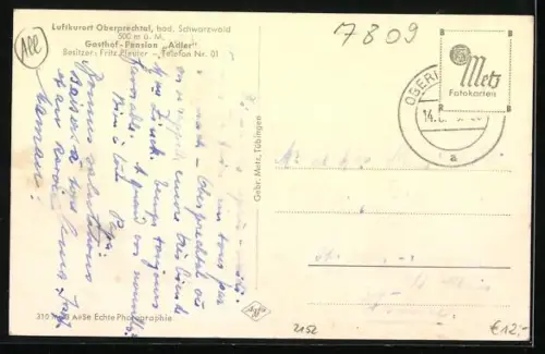 AK Oberprechtal, Gasthof-Pension zum Adler