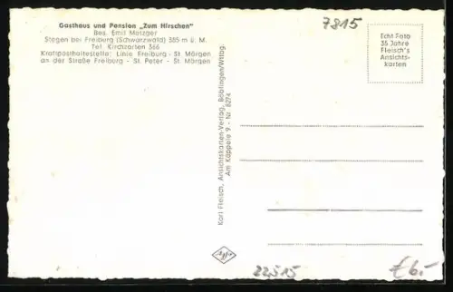 AK Stegen bei Freiburg, Gasthaus zum Hirschen von Emil Metzger
