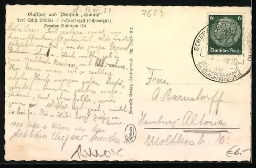 AK Schenkenzell, Gasthof und Pension Sonne ovn Wilh. Grüber