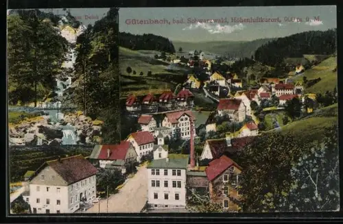 AK Gütenbach / Schwarzwald, Kaskade Am Deich, Totalansicht