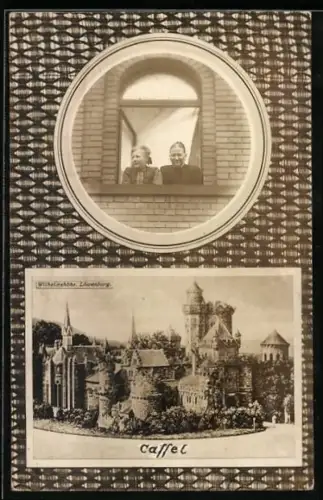 AK Kassel, Wilhelmshöhe, Löwenburg, Zwei Frauen am Fenster