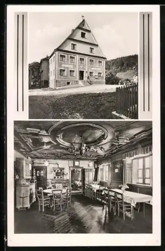 AK Erolzheim, Gasthaus zum Adler, Inh. A. Dolderer, Aussenansicht und Gaststube