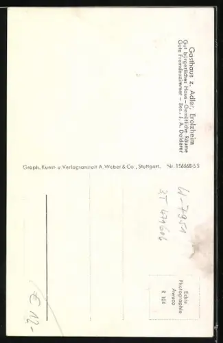 AK Erolzheim, Gasthaus zum Adler, Inh. A. Dolderer, Aussenansicht und Gaststube