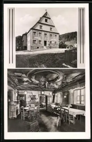 AK Erolzheim, Gasthaus z. Adler, Inh. A. Dolderer, Aussenansicht und Gaststube