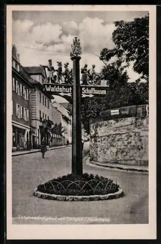 AK Tiengen /Hochrhein, Wegweiser nach Waldshut und Schaffhausen
