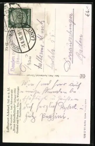 AK Achdorf im Wutachtal, Gasthaus Scheffellinde, Bes. G. Wehinger