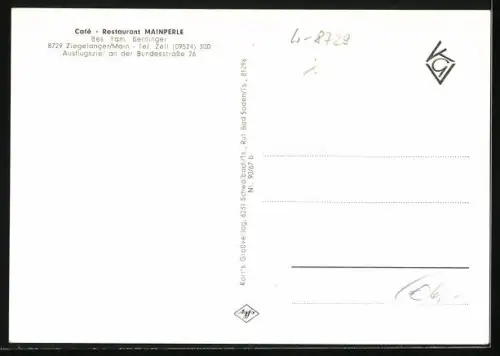 AK Ziegelanger am Main, Café-Restaurant Mainperle, Bes. Fam. Berninger