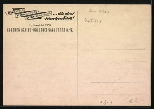 AK Essen, Essener Aktien-Brauerei Carl Funke A.-G., Luftansicht 1959