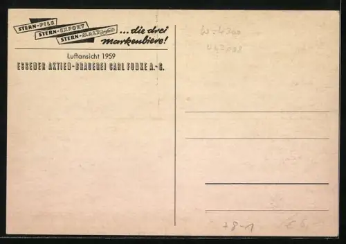 AK Essen, Aktien-Brauerei Carl Funke A.-G., Luftansicht