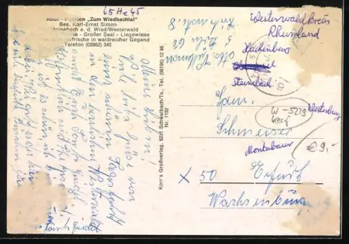 AK Steinebach /Westerwald, Pension Zum Wiedbachtal, Bes. Karl-Ernst Simon