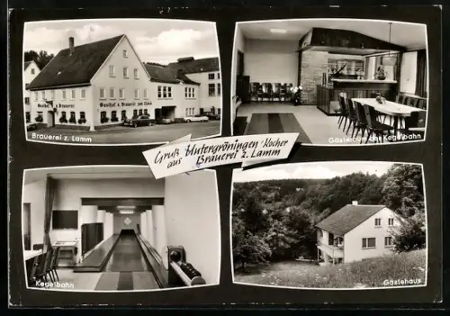 AK Untergröningen /Kocher, Brauerei z. Lamm, Gasthaus, Kegelbahn, Gästehaus, Bes. Heinrich Kunz