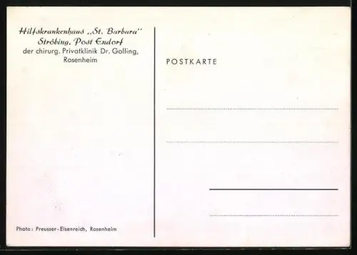 AK Ströbing /Endorf, Hilfskrankenhaus St. Barbara