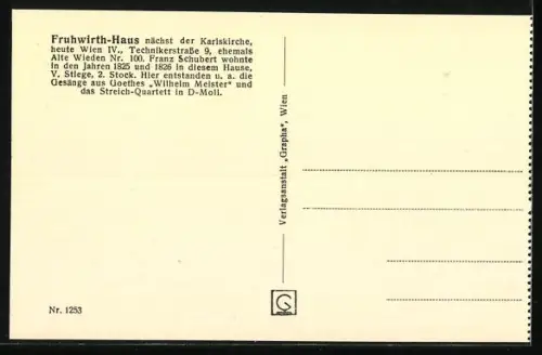 AK Wien IV, Fruhwirth-Haus mit der Karlskirche