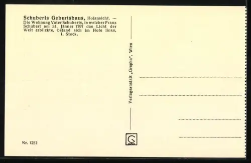 AK Wien, Franz Schubert`s Geburtshaus, Hofansicht
