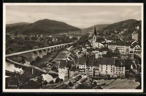AK Baden, Neue Brücke vom Schartenfels aus