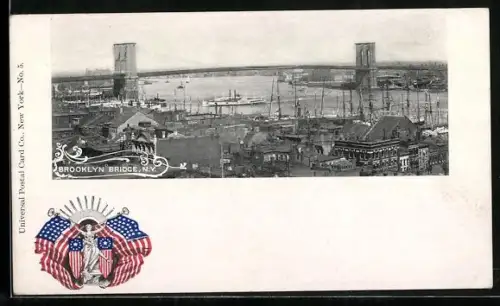 AK New York, NY York, NY, Brooklyn Bridge, US-Flags