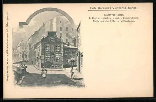 Künstler-AK Wien, Schreyvogelgasse, Motiv aus der früheren Mölkerbastei
