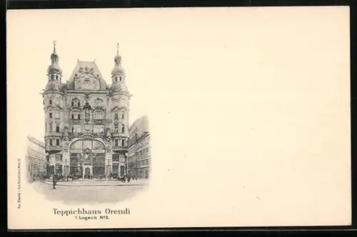 AK Wien, Teppichhaus Orendi, Lugeck 2, Frontansicht