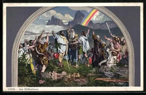 AK Wilhelm Tell, Der Rütlischwur, Nach dem Wandgemälde von Dr. E. Stückelberg in der Tellskapelle am Vierwaldstätter-See