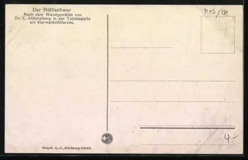 AK Wilhelm Tell, Der Rütlischwur, Nach dem Wandgemälde von Dr. E. Stückelberg in der Tellskapelle am Vierwaldstätter-See