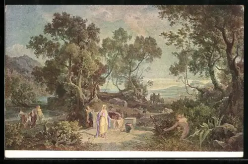 Künstler-AK Fr. Preller's Odyssee-Landschaften, Odysseus naht sich der Nausikaa, Sage