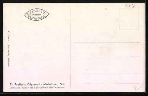 Künstler-AK Fr. Preller's Odyssee-Landschaften, Odysseus naht sich der Nausikaa, Sage