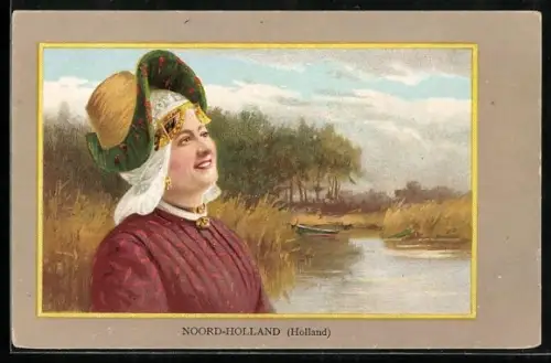 Künstler-AK Noord-Holland, Niederländerin in Tracht