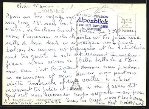 AK Imst-Gunglgrün, Gasthof-Pension Alpenblick mit Bergpanorama