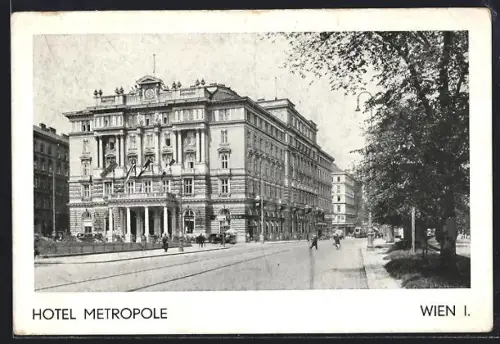 AK Wien, Hotel Metropole mit Strasse, Franz-Josefs-Kai-Ring