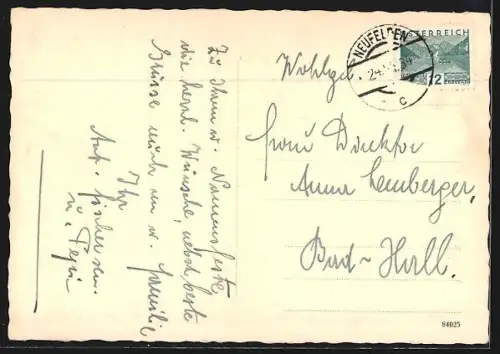 AK Neufelden /O. Ö., Platz mit Figurenbrunnen, Panorama