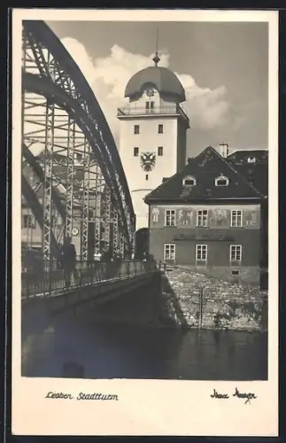 AK Leoben, Brückenpartie mit Stadtturm