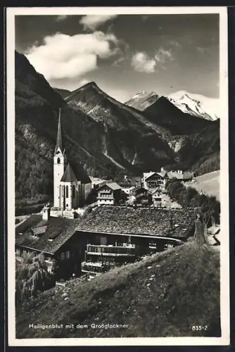 AK Heiligenblut, Totalansicht mit Grossglockner
